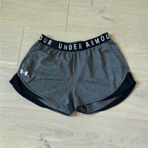 Under Armour Gray and Black Athletic Shorts Moisture-Wicking Design